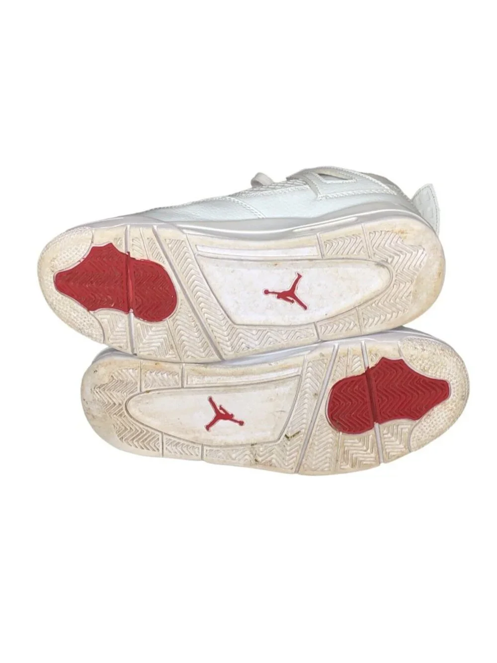 Air Jordan 4 Retro Red Metallic Sneakers Mens 7 White Shoes Athletic Basketball